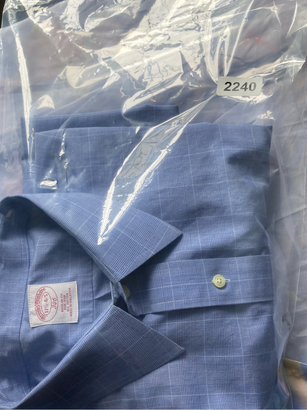 Brooks Brothers 100% Cotton Light Blue Windowpane Long Sleeve Dress Shirt - Picture 10 of 11